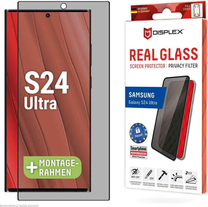 Actual product image Displex Real Glass, Privacy Full Cover Panzerglas (1 Piece, Samsung Galaxy S24 Ultra)