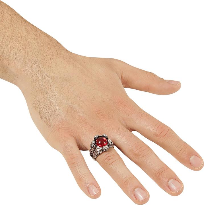 Actual product image Widmann Totenkopfring Mit Rotem Juwel