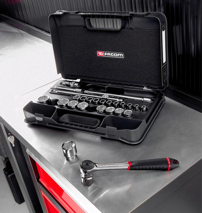 Actual product image Facom Socket wrench set 1/2" / 25 parts / S.161-4P6 (1/2")