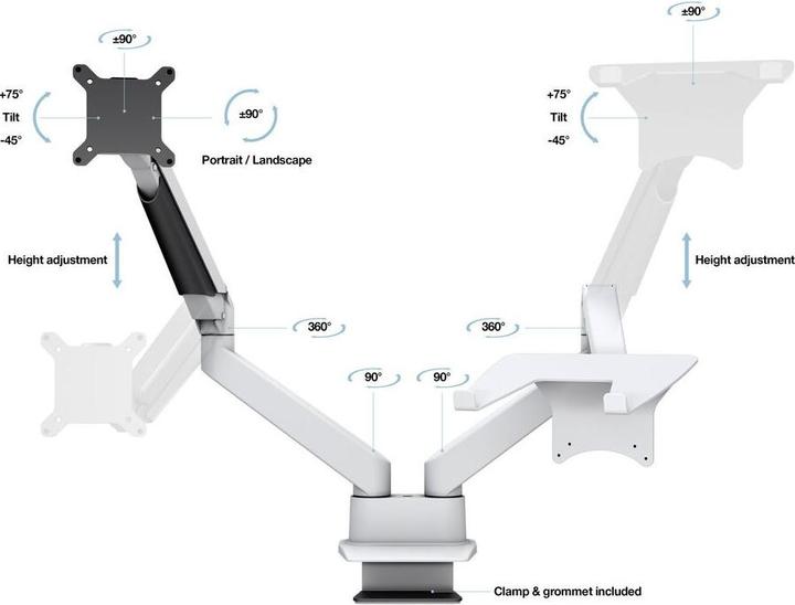 Produktbild Multibrackets Monitorhalter Duo 32", Alum., weiss, rotierbar 90° (Tisch, 32")