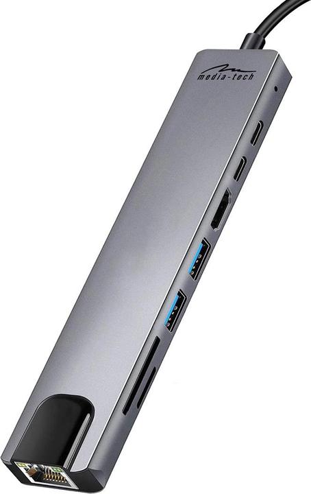 Actual product image Media-Tech USB HUB 8 IN 1 GIGA LAN HUB MT5046 (USB-C)