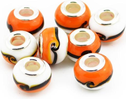 Image du produit Hermex Verre Bead argenté 925 - Orange argenté (Surface en argent 925 et un mélange de matériaux d'alliage métallique et de verre)