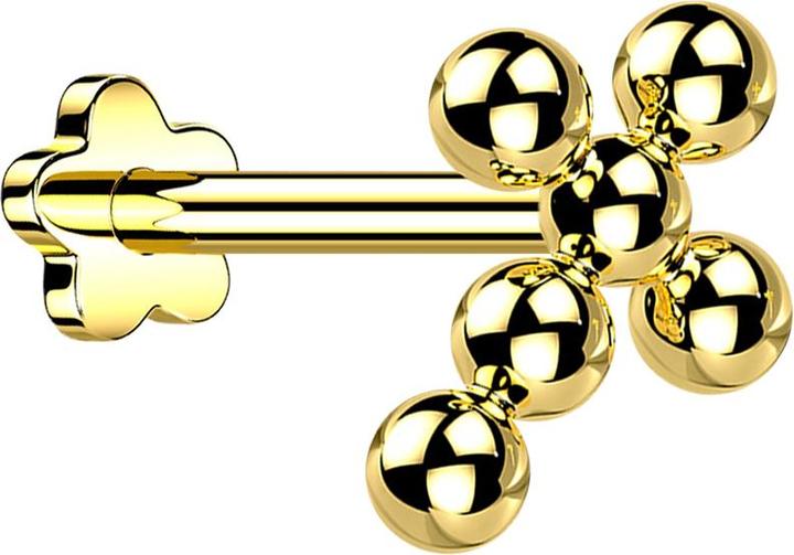 Star Piercing Micro Threadless Labret Blume vergoldet Kreuz Kugeln (ohne Messing, Titan G23)