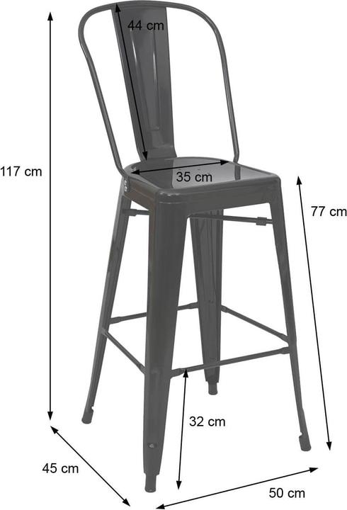 Produktbild Swisshandel24 2x Barhocker, Barstuhl Tresenhocker mit Lehne, Metall Industriedesign - weiss