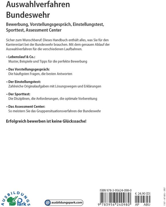 Immagine prodotto Auswahlverfahren Bundeswehr (Tedesco, Kurt Guth, Marcus Mery, Andreas Mohr, 2019)