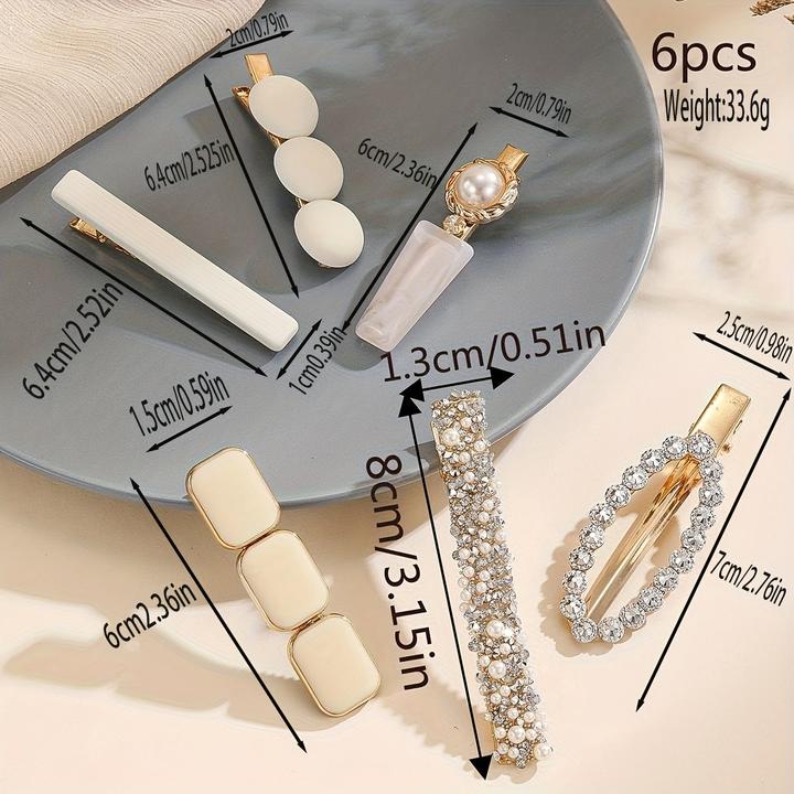 Produktbild Activity Board 6 Stück/Set Elegant Clip Strass Faux Perlen Dekor Haar rutschfest Haarschmuck Clip (6 Stk.)