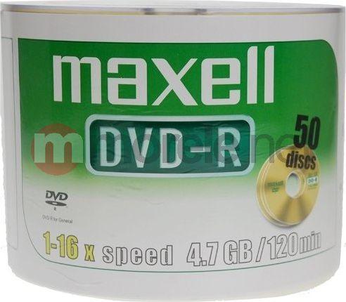 Immagine prodotto Maxell DVD-R 4 7GB 50 szt w opakowaniu SHRINK. Prędkość zapisu 16X 120 min Przeznaczenie nagrywa (50 x)