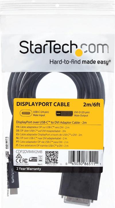 Produktbild StarTech USB Typ C — DVI (2 m, DVI)