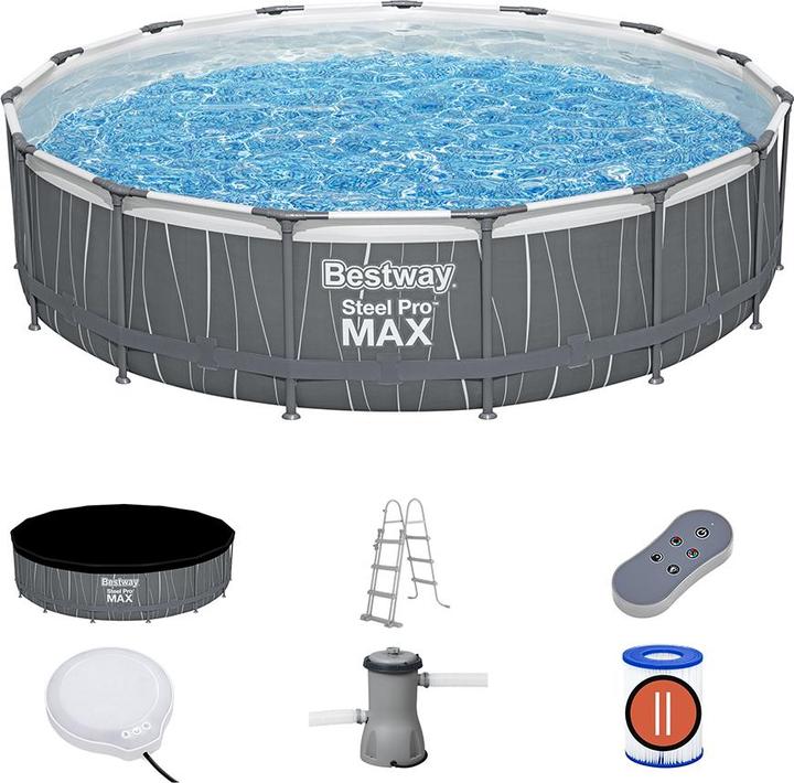 Immagine prodotto Bestway Set da piscina Stee Por Max 457x107cm (Ø 457 x 107cm)