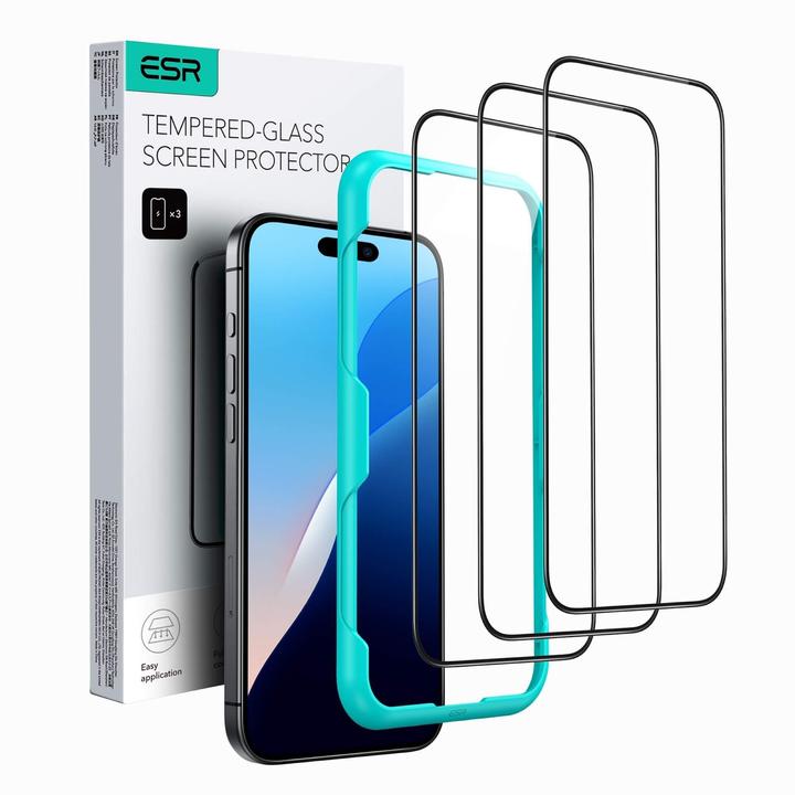 Immagine prodotto ESR Protezione del display in vetro temperato (1 Pezzo/i, Apple iPhone 16 Plus)