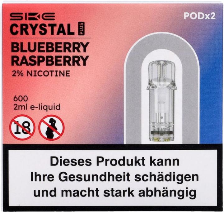 Actual product image SKE Crystal Plus Blueberry Raspberries- E-Pod refill - 2 pcs. à 2 ml (Bilberry)
