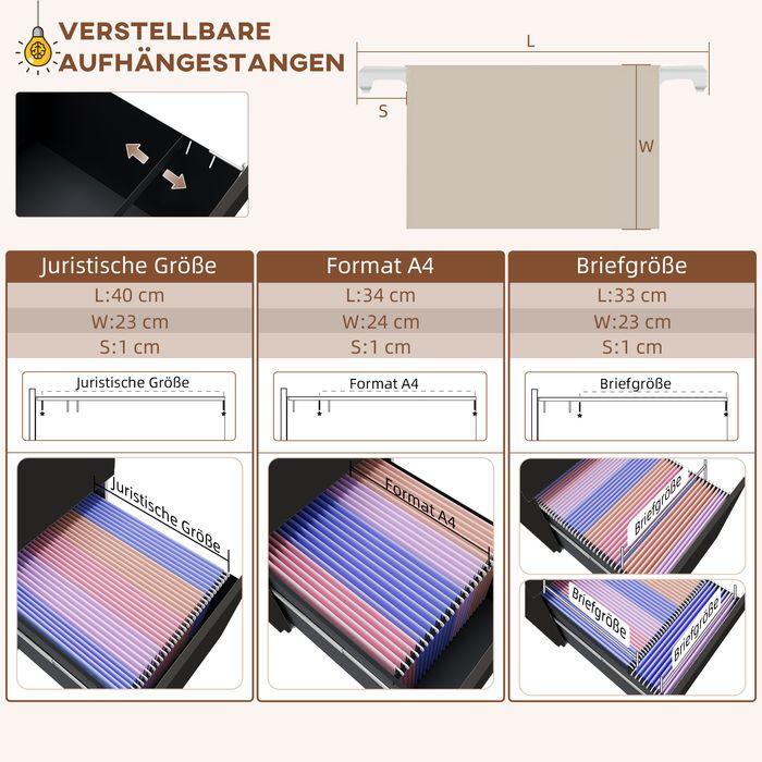 Immagine prodotto Swisshandel24 Cartella a rotelle, 3 cassetti, con serratura, su rotelle, 37cmx43.5cmx60cm, nero