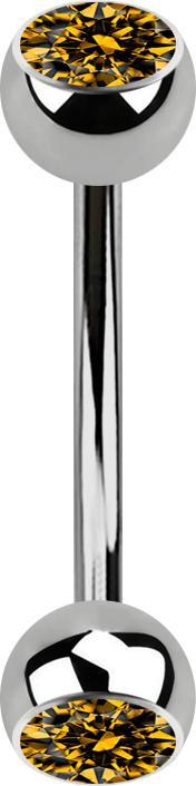 Produktbild Star Piercing Micro Banane silber mit zwei Kugeln Kristall topaz (ohne Messing, Titan G23)