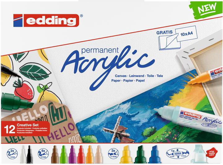 Acrylmarker Starter Set 12-teilig (Mehrfarbig, 10 mm, 12 x)