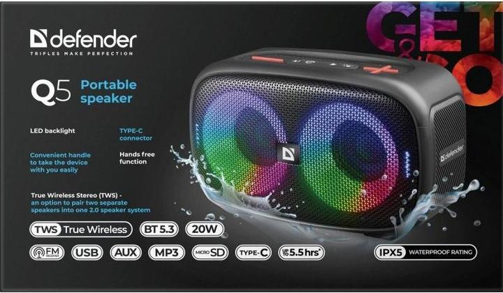 Produktbild Defender Głośnik Q5 Bluetooth 20w (5 h, Batteriebetrieb, Stromversorgung über USB)