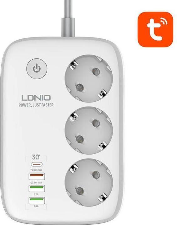 Actual product image Ldnio Smart Wi-Fi power strip SEW3452, Tuya (white)