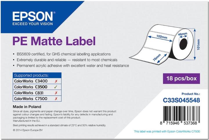 Actual product image Epson premium ticket label