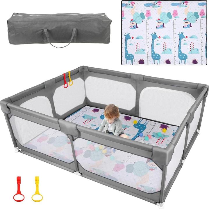 Actual product image Milkii Laufgitter/ Laufstall + Spielmatte + Aufbewahrungstasche, 190 x 150 cm (190 cm, 150 cm)