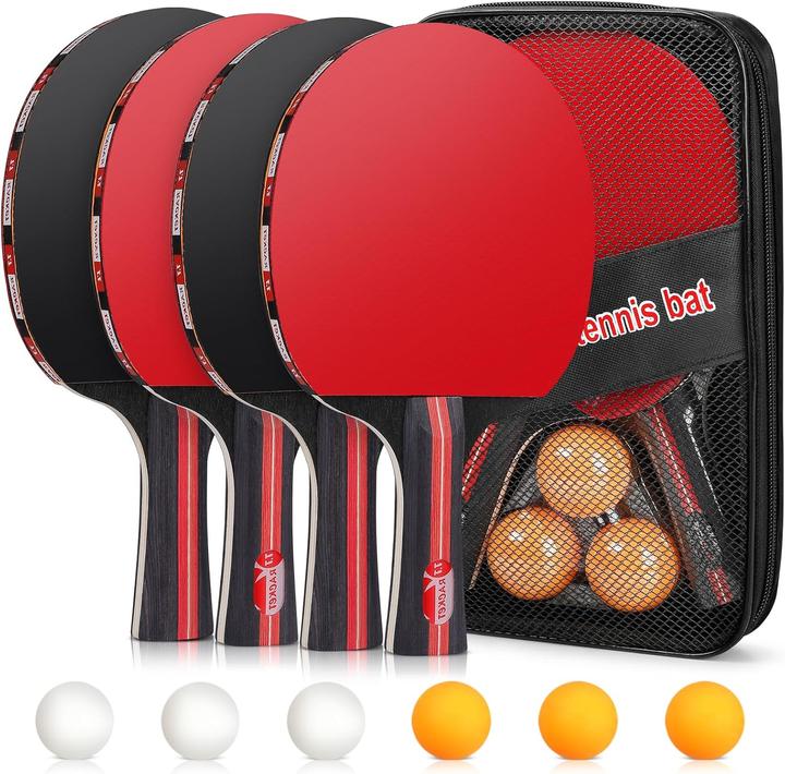 Image du produit Tencoz 4 Tischtennisschläger mit Tischtennisbällen