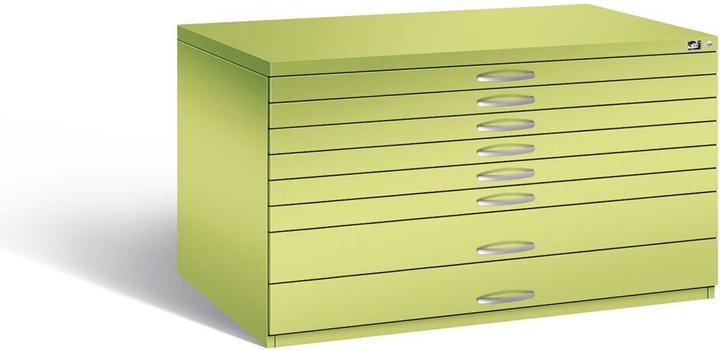Actual product image C+P Drawing cabinet, A0, 8 drawers, height 760 mm, viridian green.
