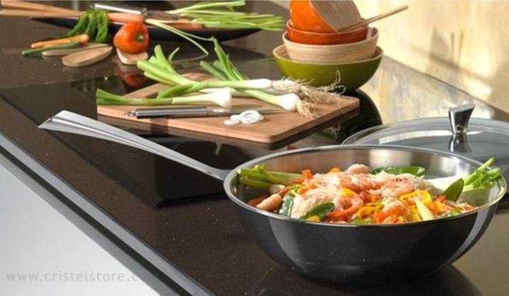 Immagine prodotto Cristel Wok Pan Strate, Ø 28cm, maniglie (28 cm, Wok, Acciaio inossidabile)