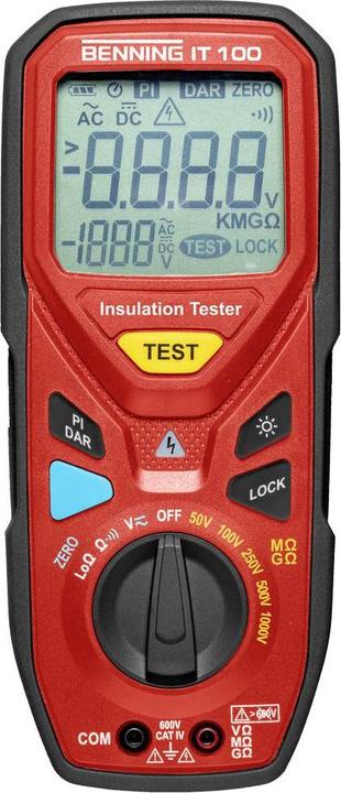 Immagine prodotto Benning IT 100 Tester di isolamento 50 V, 100 V, 250 V, 500 V, 1000 V 20 G? (CAT IV 600V)