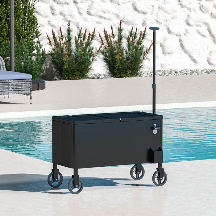 Produktbild Swisshandel24 76L Kühlwagen Servierwagen mit Rädern Flaschenöffner Deckel Griffe Kühlbox (76 l)