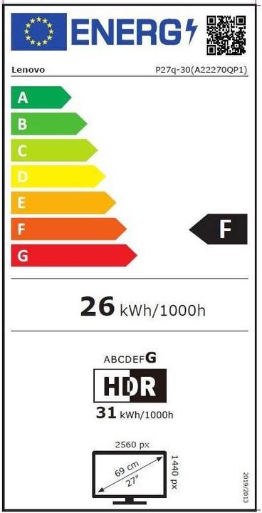 Energie-Label Lenovo Think Vision P27q-30 (2560 x 1440 Pixel, 27")