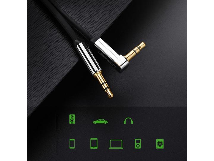 Produktbild Ugreen Audio AUX Kopfhörer Flachband abgewinkelt (3 m, 3.5mm Klinke (AUX))