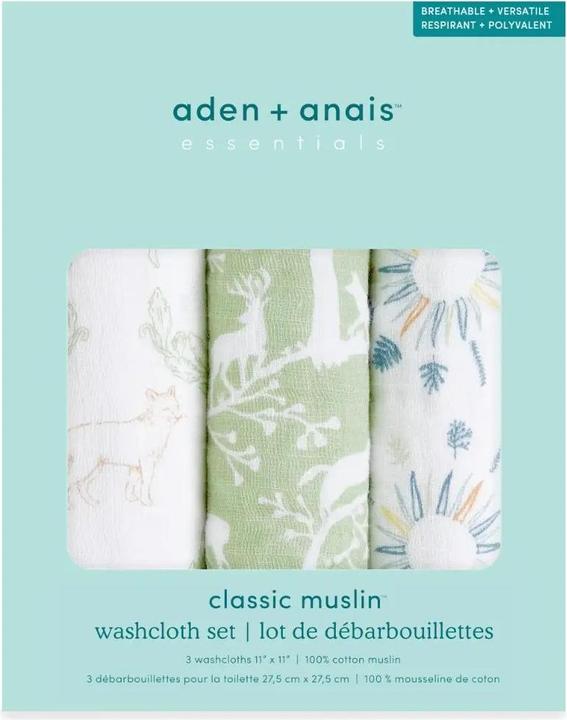Image du produit aden + anais 3 pack cotton muslin washcloth set