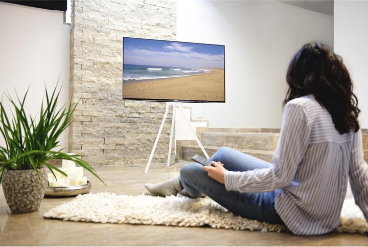 Produktbild Hama Easel Design - Aufstellung für TV - Metall - weiss - Bildschirmgrösse: 94-191 cm (75.20", 40 kg)