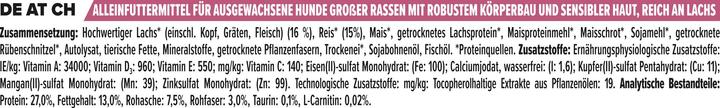 Nährwerte und Zutaten Pro Plan Robust Adult Sensitive Skin (Adult, 1 Stk., 14000 g)