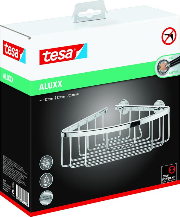 Produktbild tesa ALUXX Duschablage inkl. Klebelösung ohne Bohren (9 x 21.5 x 22 cm)