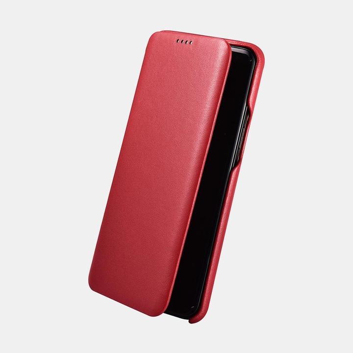 Actual product image iCarer Samsung Galaxy S9 Plus - Echtleder Flip Case rot (RS992002-RD) (Samsung Galaxy S9+)