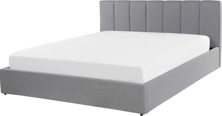 Actual product image Beliani Light grey upholstered bed with folding bed base 160 x 200 cm DREUX (160 x 200 cm)