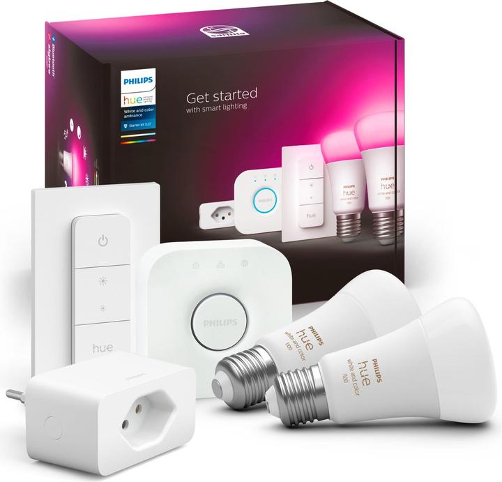 Produktbild Philips Starterset White & Color Ambiance, 2 x E27, 75 W, Bridge (E27, 11 W, 800 lm, 2 x, F)