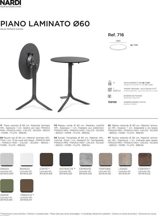 Image du produit Nardi P. LAMINATO DIAM.60 (60 x 60 x 1 cm)