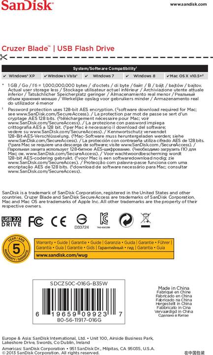 Produktbild SanDisk Cruzer Blade (16 GB, USB-A, USB 2.0)