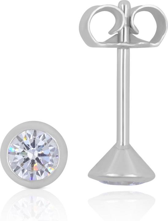 Image du produit Muau Stud earrings or blanc 750 zirconium 4.5mm (Or blanc, Or jaune, Or rose ou tout simplement en argent)