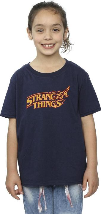 Actual product image Netflix Girls Stranger Things Logo Breaking Cotton T-Shirt (152, 158)