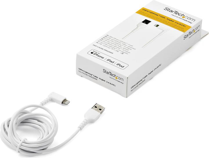 Immagine prodotto StarTech .com RUSBLTMM2MWR 2.0m Angled Lightning to USB Cable (2 m, USB 2.0)