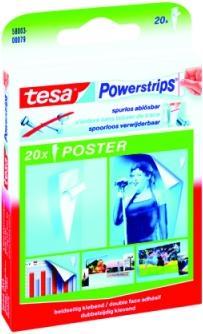 Produktbild tesa Powerstrips POSTER, 200g Halteleistung, 20x doppelseitige Klebestreifen (0.20 kg)