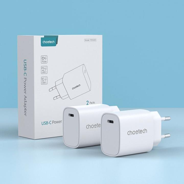 Actual product image Choetech Charging set Q5004 20W PD iPhone 12/13 baltas (2pcs) (20 W)