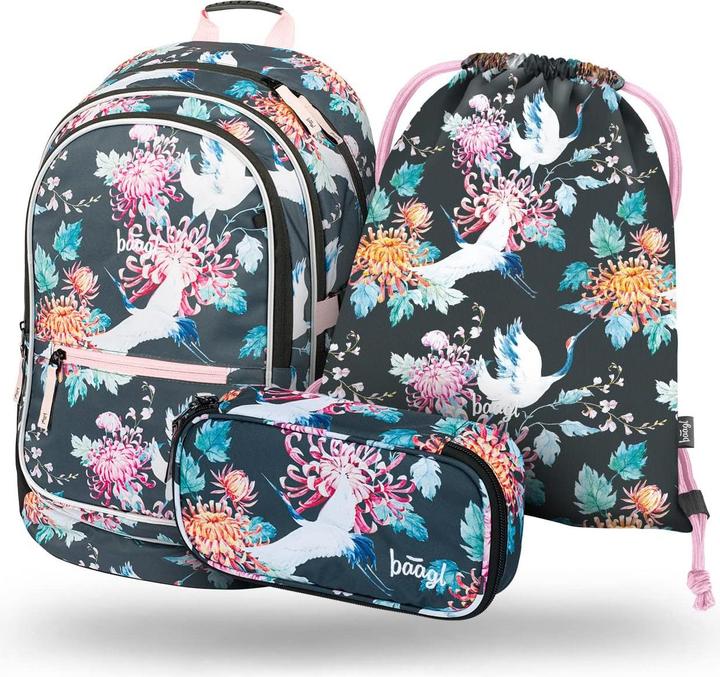 Produktbild Baagl 3-teiliges Schulrucksack-Set Birds für Mädchen