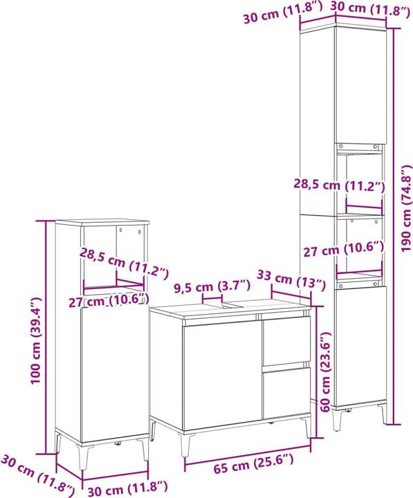 Immagine prodotto VidaXL 3-tlg. Badmöbel-Set