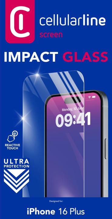 Produktbild Cellularline Impact Glass (1 Stück, Apple iPhone 16 Plus)