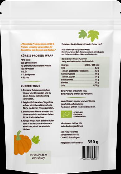 Valeurs nutritives et ingrédients Mrs Flury Poudre de protéines de pépins de courge bio (Graines de potiron, 1 pcs, 350 g)