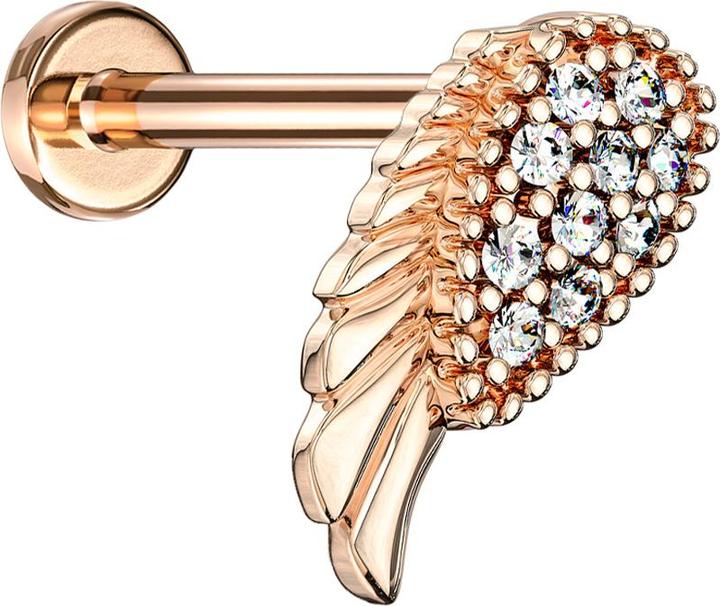 Produktbild Star Piercing Micro Labret Innengewinde rosegold Engelsflügel (Messing, Chirurgenstahl 316L)