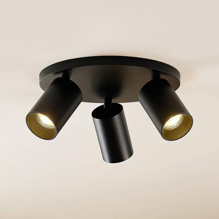 Immagine prodotto Arcchio Faretto da soffitto Brinja, rotondo a 3 luci, nero (GU10)