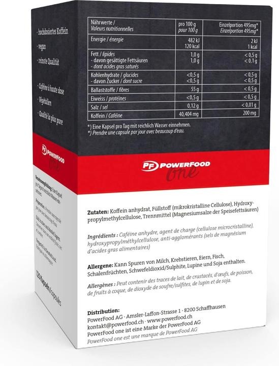 Actual product image PowerFood One High Grade Caffeine (120 Piece, Capsules, 103 g)